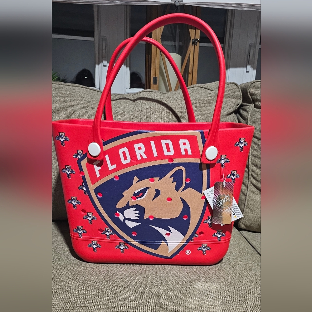 NFL Florida Panthers Red Beach Tote Bag
